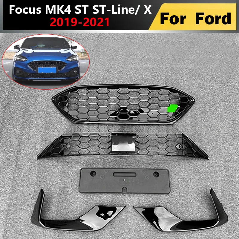 

For Ford Focus MK4 ST ST-Line/ X 2019 2020 2021 Front Bumper Racing Grill Fog Lights Frame Refit Upper Lower Grille Auto Parts