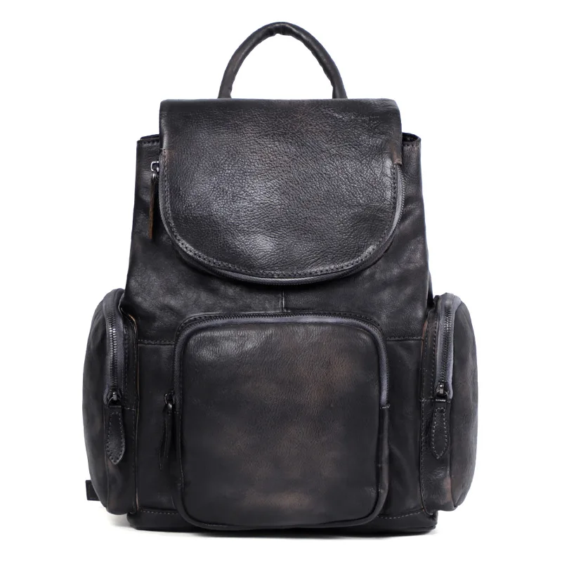 Unisex Backpack 100% Genuine Leather Women Large Capacity Travel Backpacks  First Layer Cowhide Women Backpack Ladies Daypack