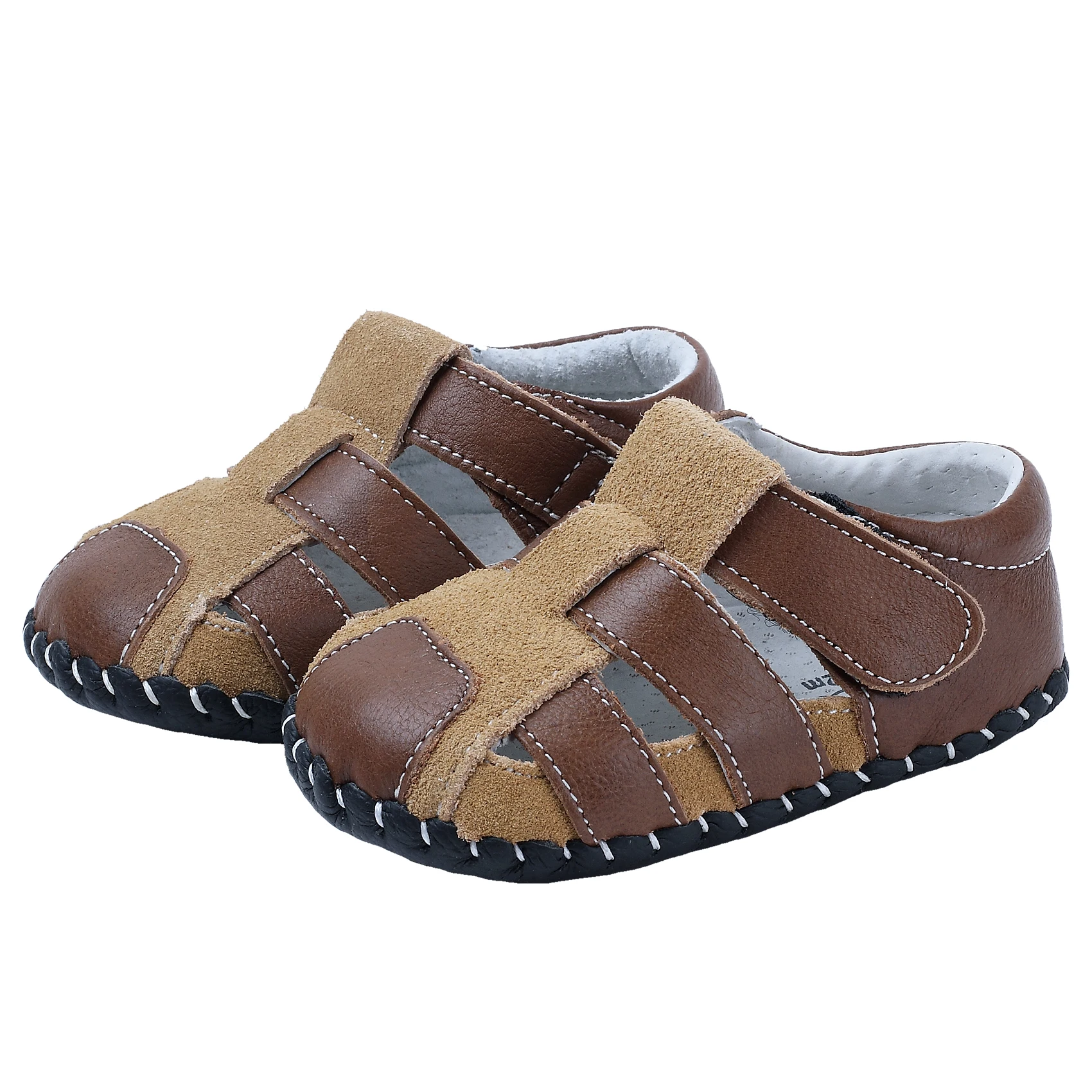 Sandales d'été en cuir véritable pour bébés garçons et filles, Protection des orteils, chaussures antidérapantes à fond souple pour tout-petits