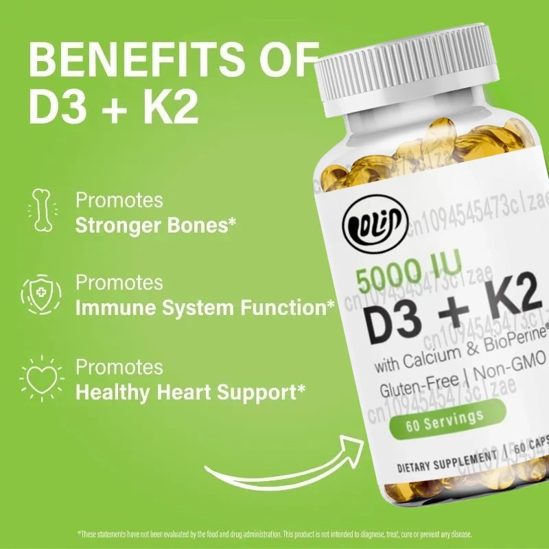 

Vitamin D3 5000 IU Vitamin K2 100 Μ G MK7, Calcium, Biological Protein - Bone Health and Immune Support Supplement