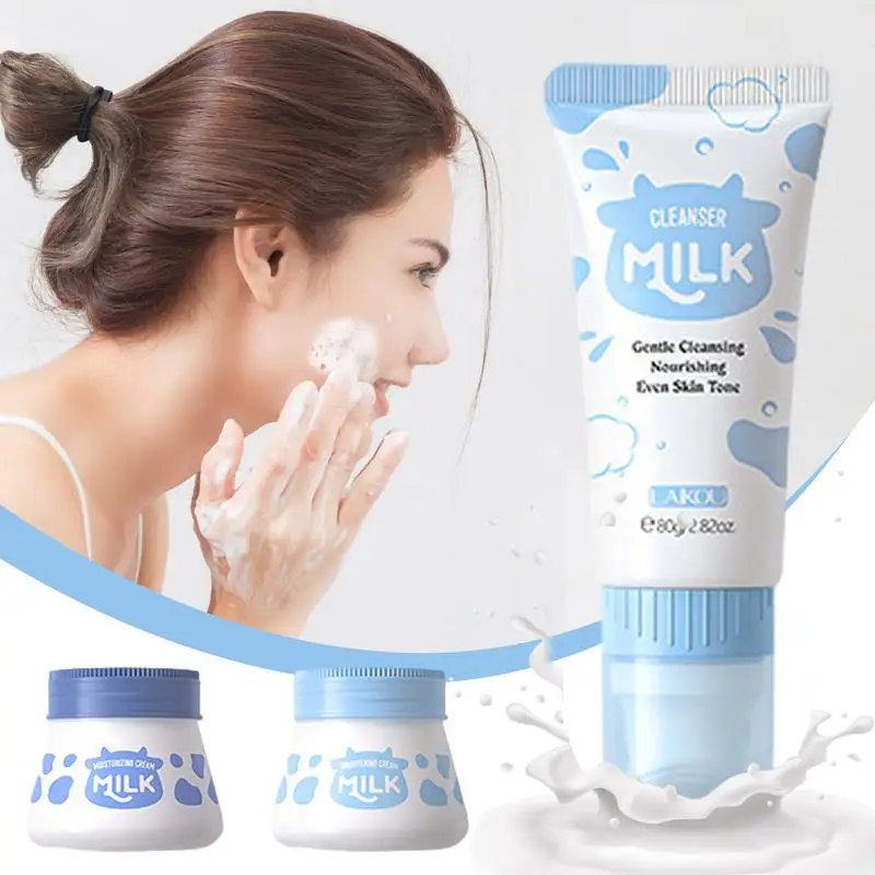 5Pcs/set Winter Moisturizing Facial Skin Care Kit Including Cleanser Eye Cream Moisturizer Sunscreen And Brightener