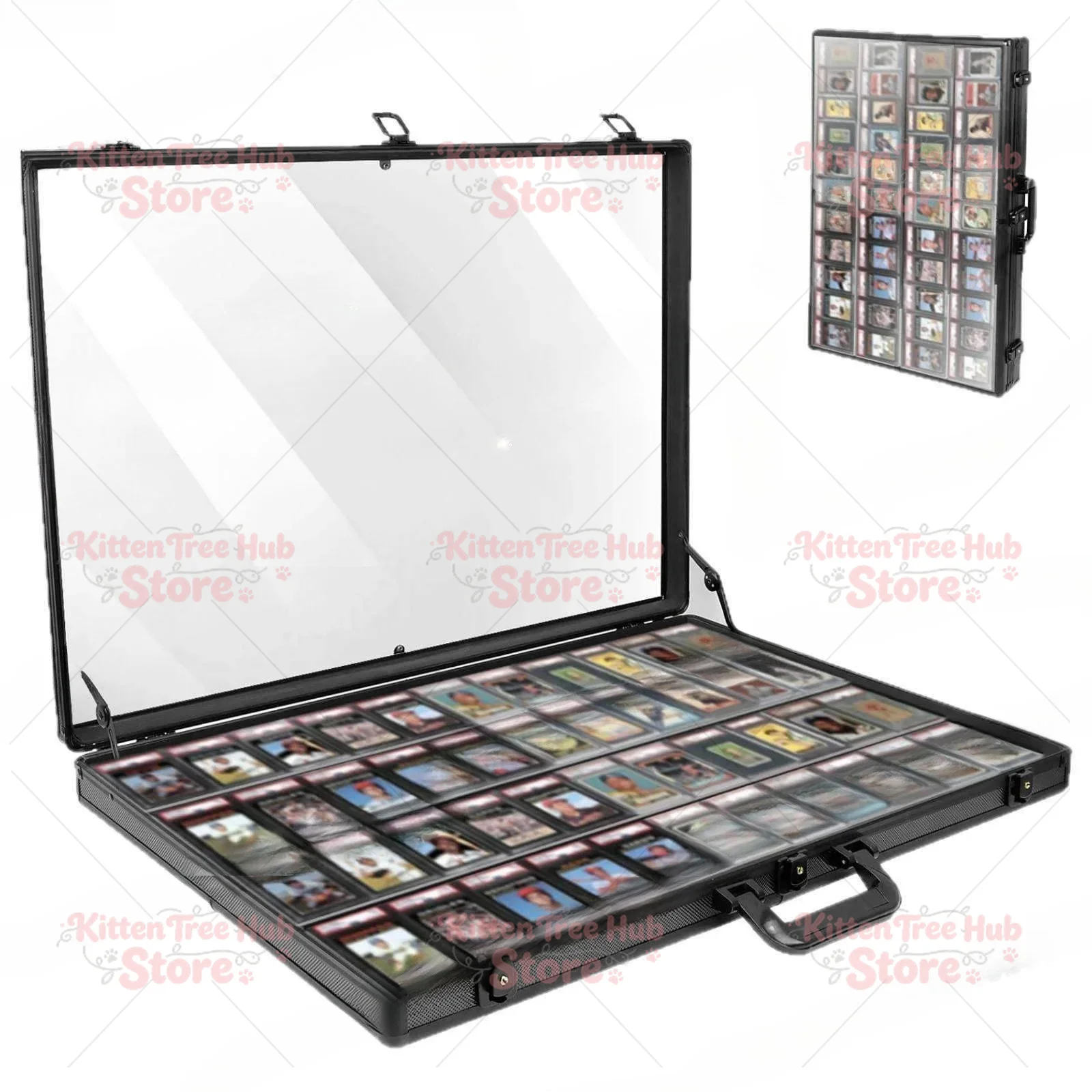 Lockable Trading Card & Jewelry Display Storage Case With Handle Spacious Collectibles Display Cabinet
