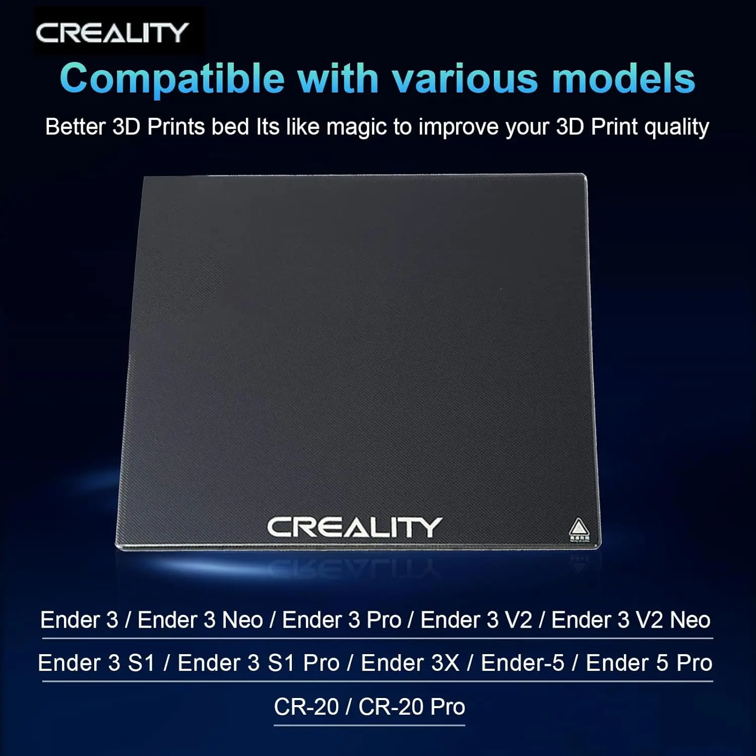 Creality Official Ender 3 Glass Bed Upgraded, High Hardness Durable Glass Platform Tempered Glass Build Plate 3D Printer