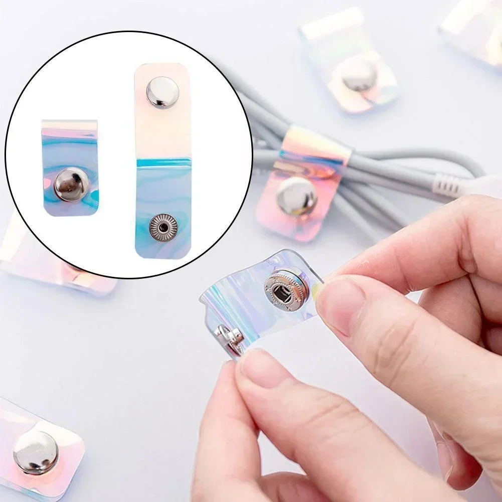 【Fast Delivery】Earphone Cable Cord Organizer Cable Winder Laser Colorful Portable Cable Winder Storage Buckle Manager