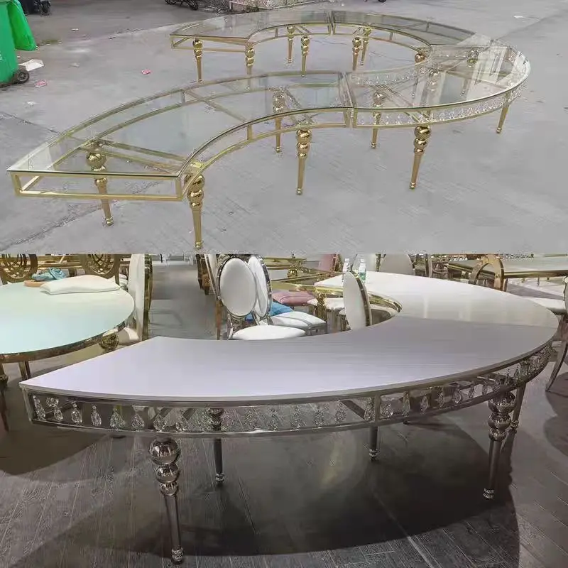 

Stainless steel combination large round table, serpentine curved table