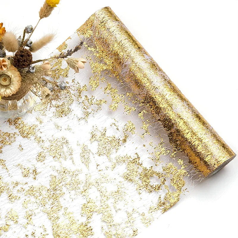 Light Luxury Gold Foil Mesh Table Flag Holiday Party Wedding Decoration