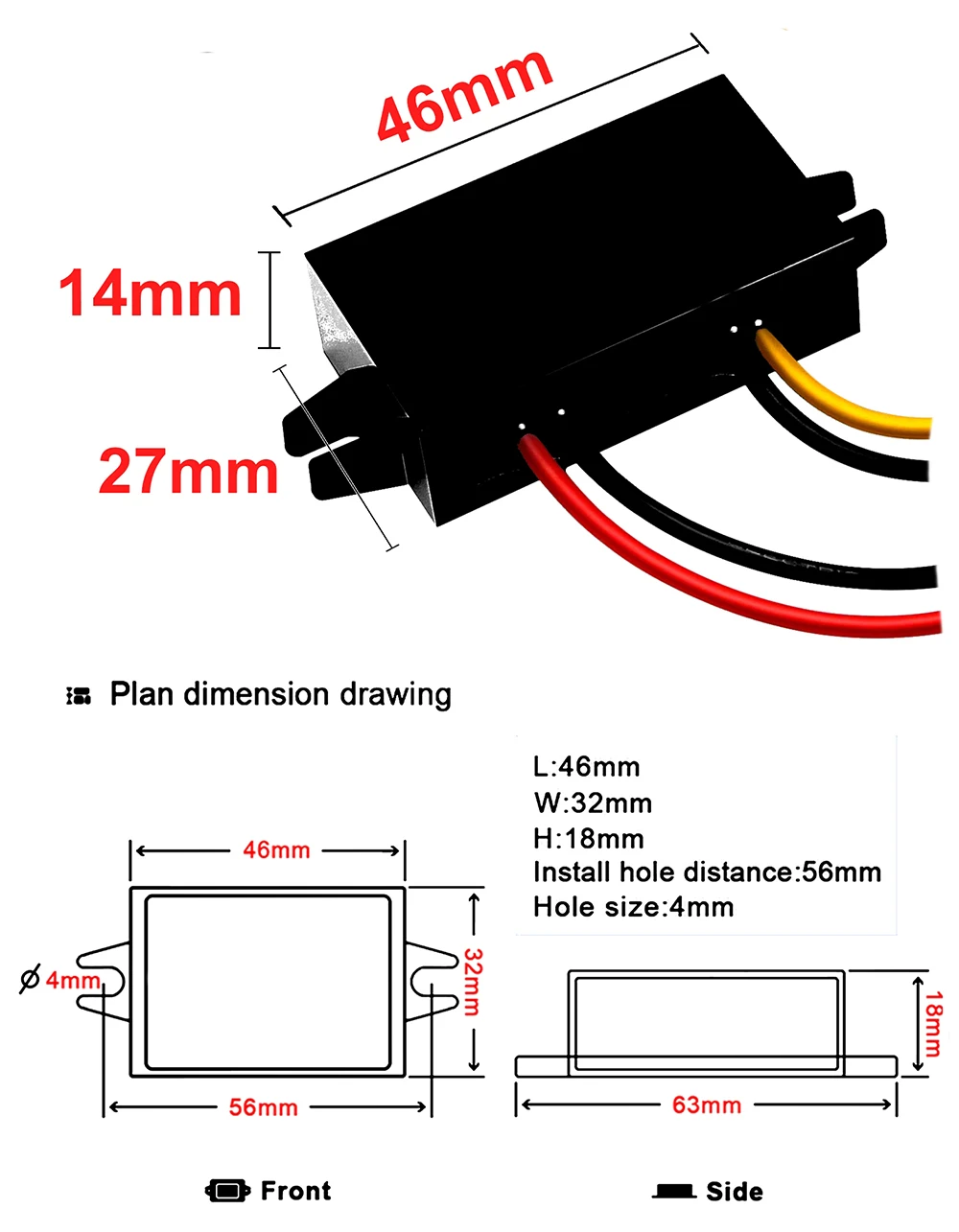 DC-DC 12V 24V auf 5V 3A 15W Step Down Spannung Auto Power Converter Netzteil Typ-C USB Ausgang Adapter mit Reverse Schutz – Detail 5