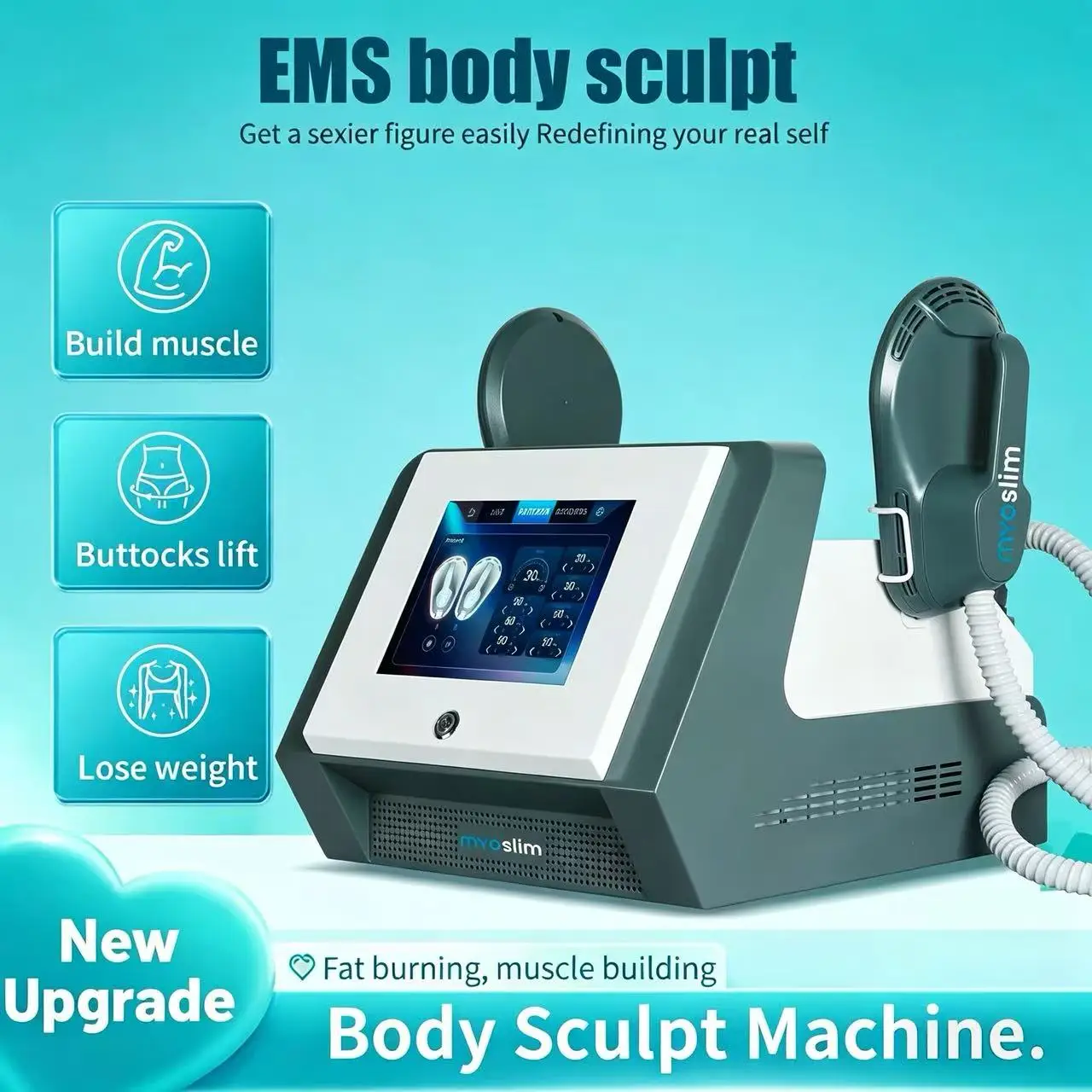 Myoslim Professional EMS Muscle Stimulation NEO 6500W RF Machine Body Sculpting Equipment Fat Burning Slimming