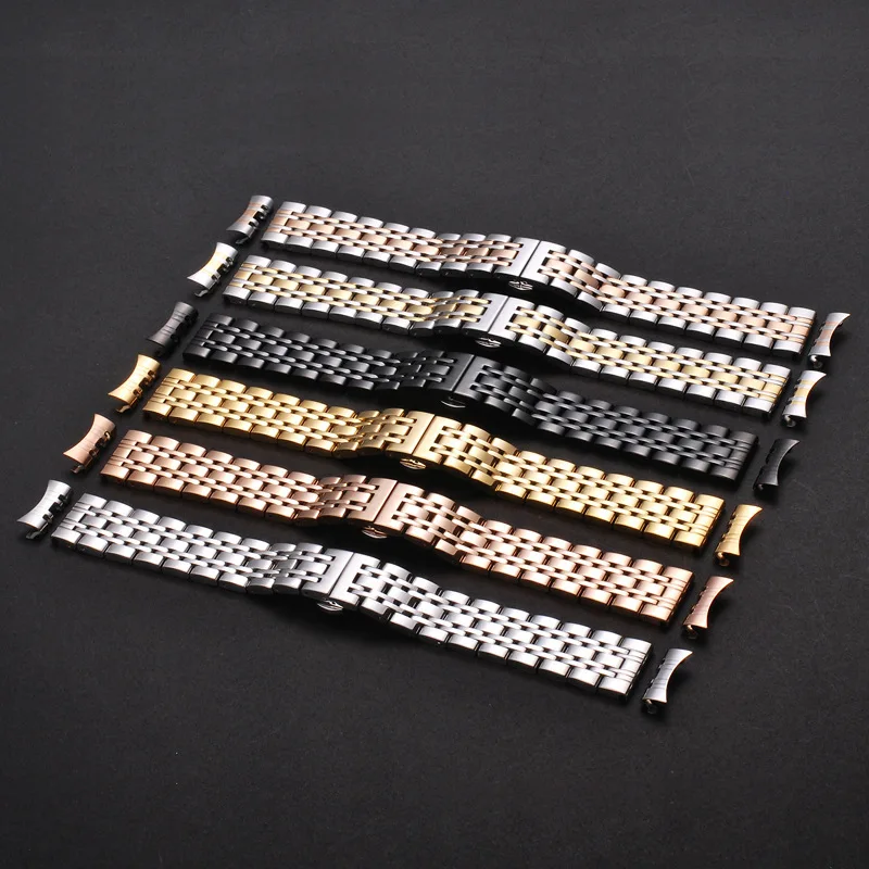 Solid Stainless Steel Watch Band 20mm 22mm Smart Watch Replacement Strap Silver Black watchband Wristband for Tissot for Citizen