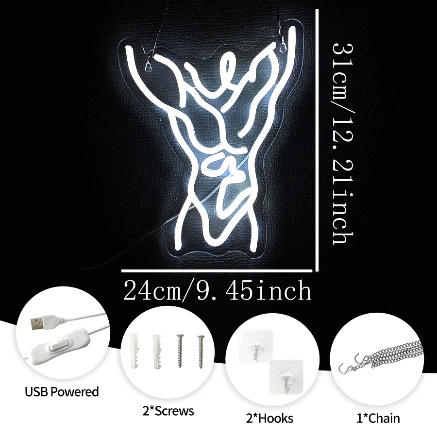 Male Muscle Neon Sign, LED Neon Light USB Powered for Gym, Bar, Bedroom,Living Room ，Man Cave Wall Decor， Sports Themed Party
