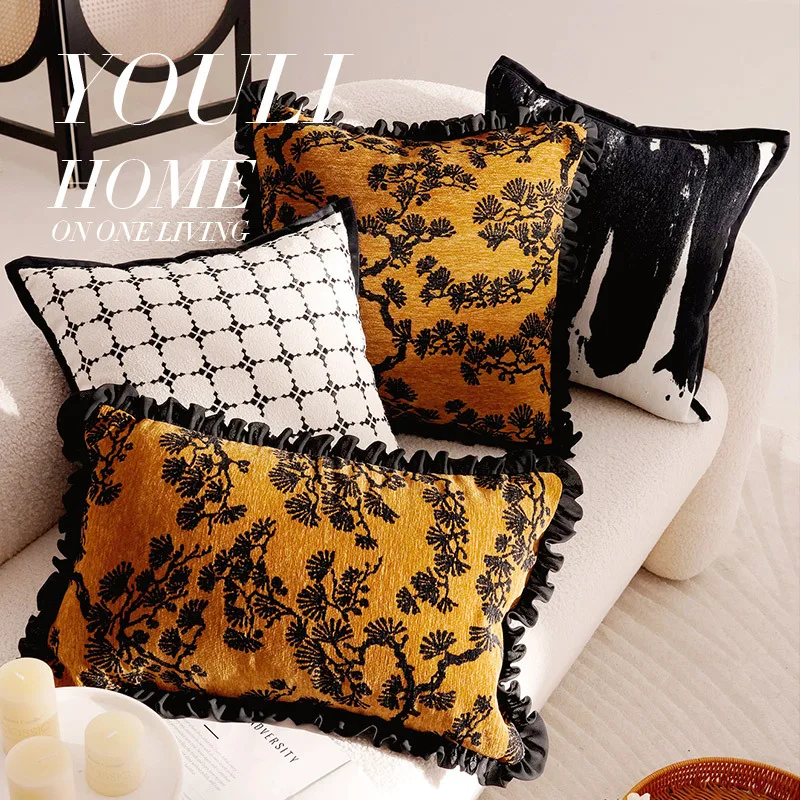 30X50/45X45CM Retro Embroidery Throw Pillow Cover Modern Simple Stamping Waist Cushion Cover Decor Home Decorative Pillowcase