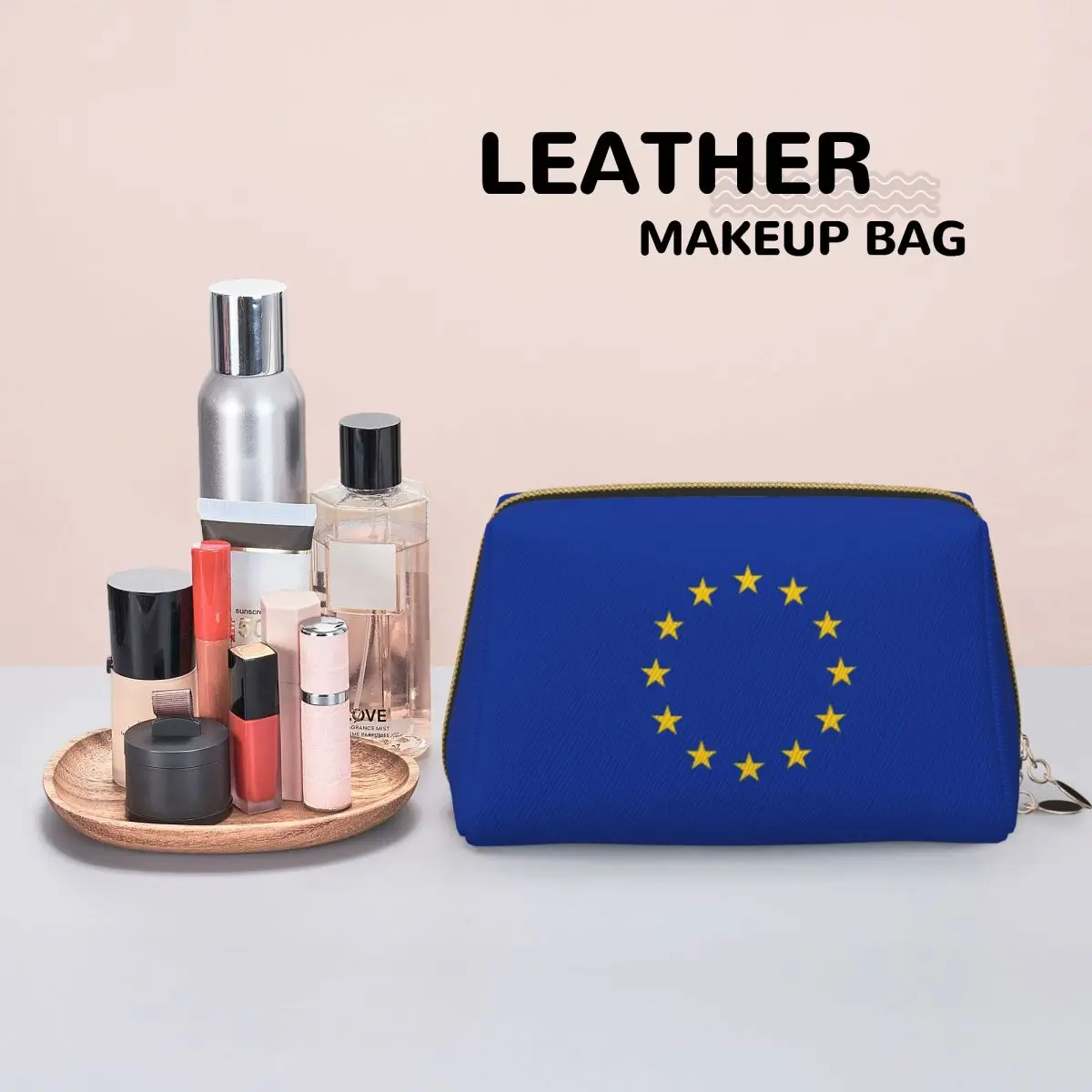 Europe European Union EU Stars National Flag (3) Women Cosmetic Bag Travel Makeup Organizer Pouch Toiletry Storage Dopp Kit Box