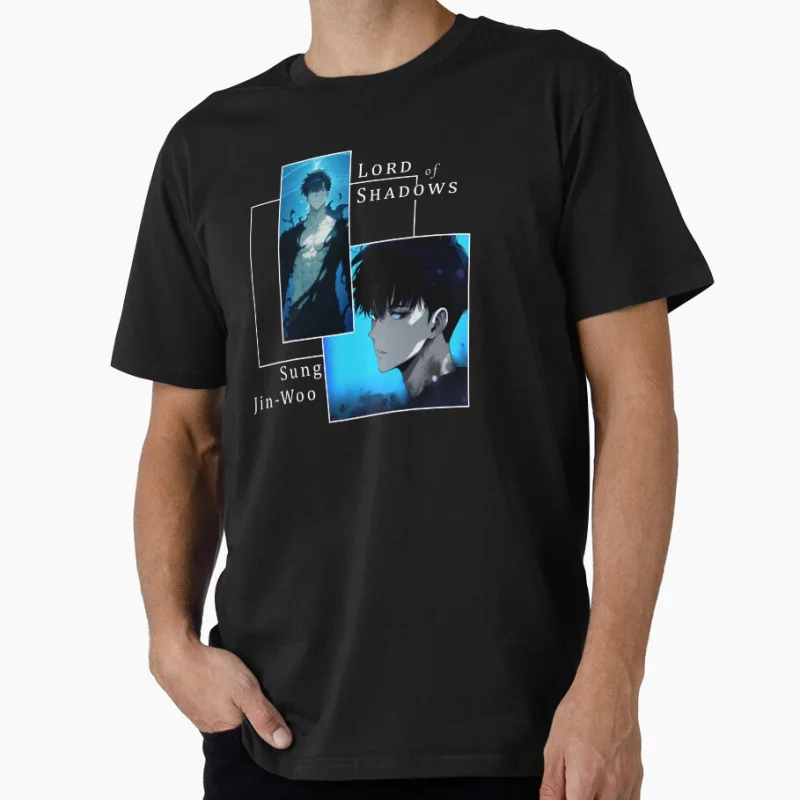

Sung Jin-Woo Manga Solo Leveling Anime t shirt for men Large size Tops 100% cotton man clothes birthday gift Tee