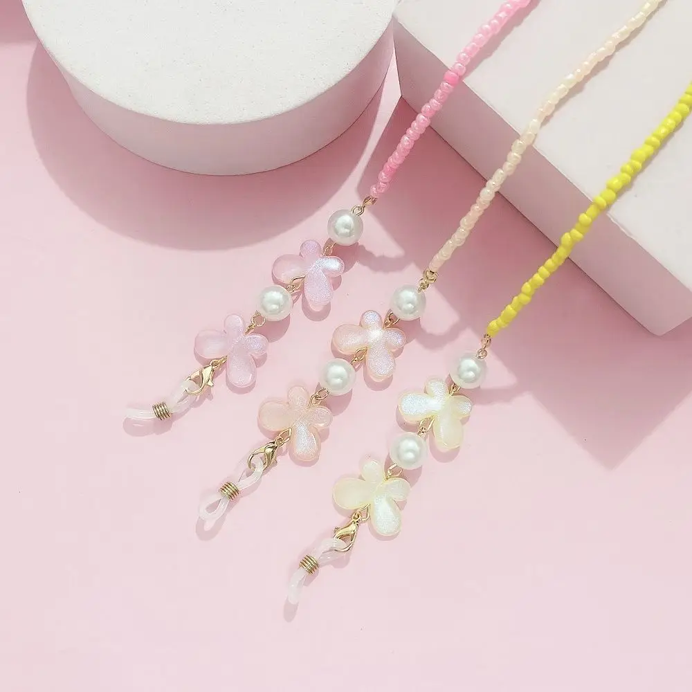 Adjustable Sunglasses Lanyard Strap Anti-slip Colorful Eyeglass Chain Mask Chains Reading Glasses Butterfly Pearl Hanging Rope