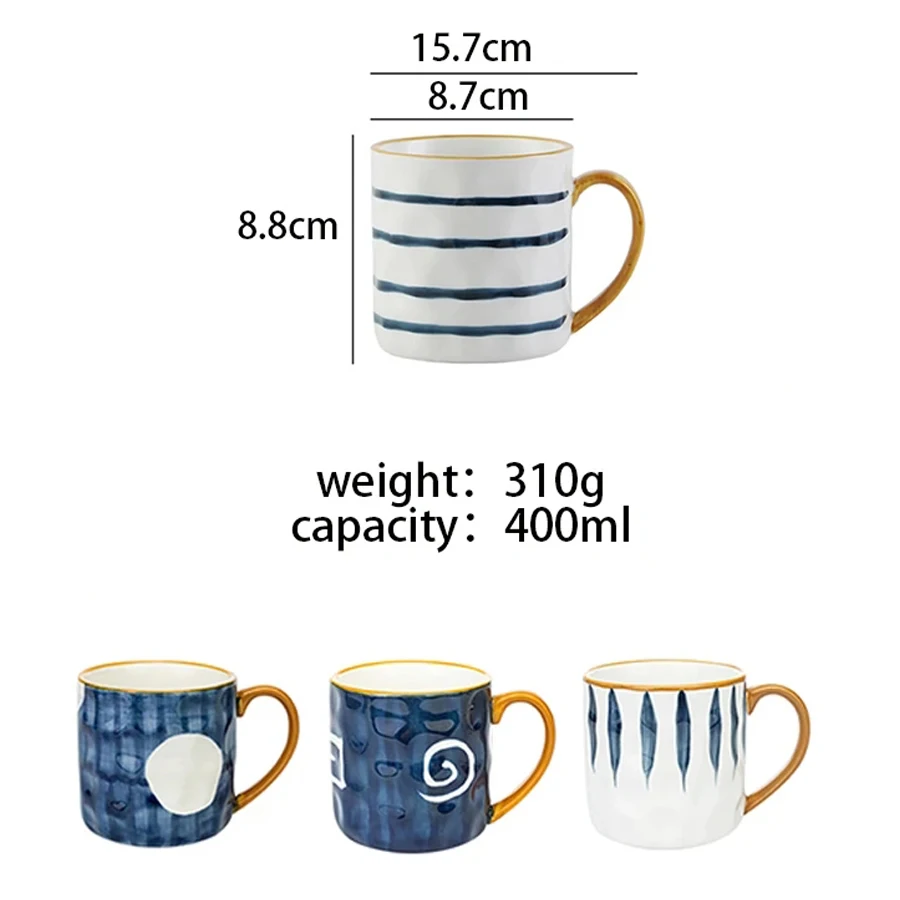 YWDL 400ml Bumpy Surface Ceramic Coffee Mug Heat-resisting Milk Oats Breakfast Cup With Handgrip Home Mug Drinkware Japanese