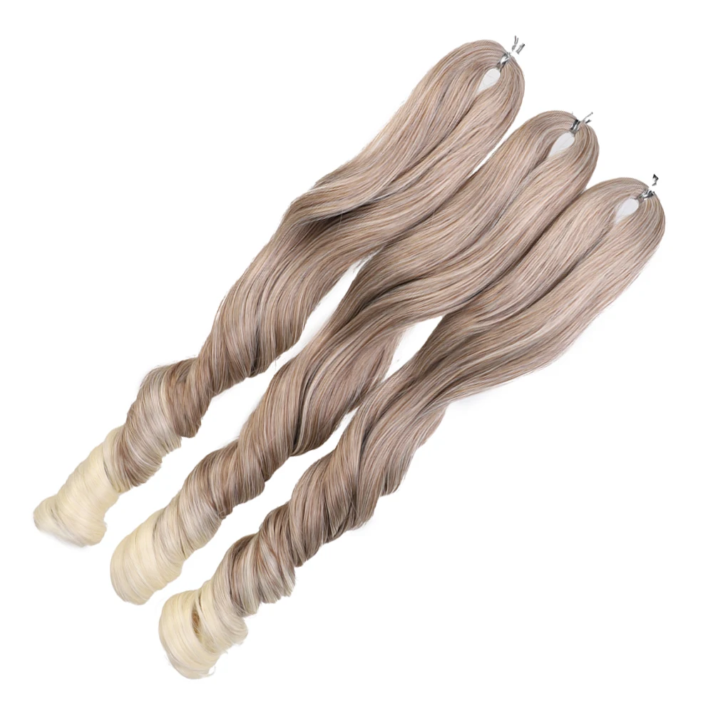 FREEDOM Synthetic French Curls Braiding Hair Extensions Loose Wave Spiral Curl Braids Ombre Brown Blonde 18