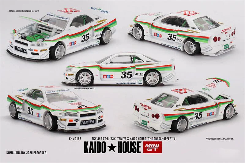 

(Pre-Order) Kaido House x MINI GT 1:64 Skyline GT-R (R34) The GRASSHOPPER V1 Diecast Collector's Vehicle Model Car