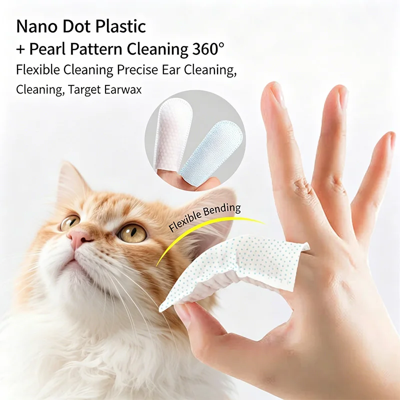 Pet Teeth Cleaning Finger Wipes, Natural Plant Extract, Dog Cat Oral Care, Remove Tartar Freshen Breath, Pet Grooming Supplies