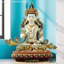 Copper Hand painting Vajrasattva buddha statue Nepal Tibet Vajrasattva mahasattva sculpture Large size,32cm