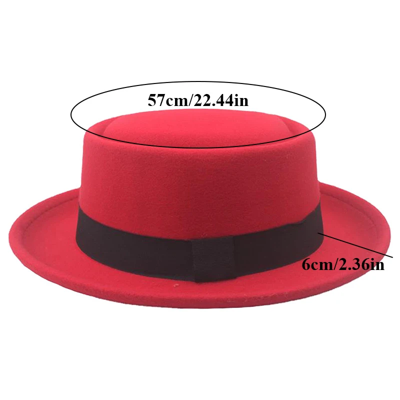 Flat Top Fedoras Jazz Hats For women Men Solid Color Imitation Woolen Jazz Cap British Style Wide Brim Ladies Bowler Hats Fedora