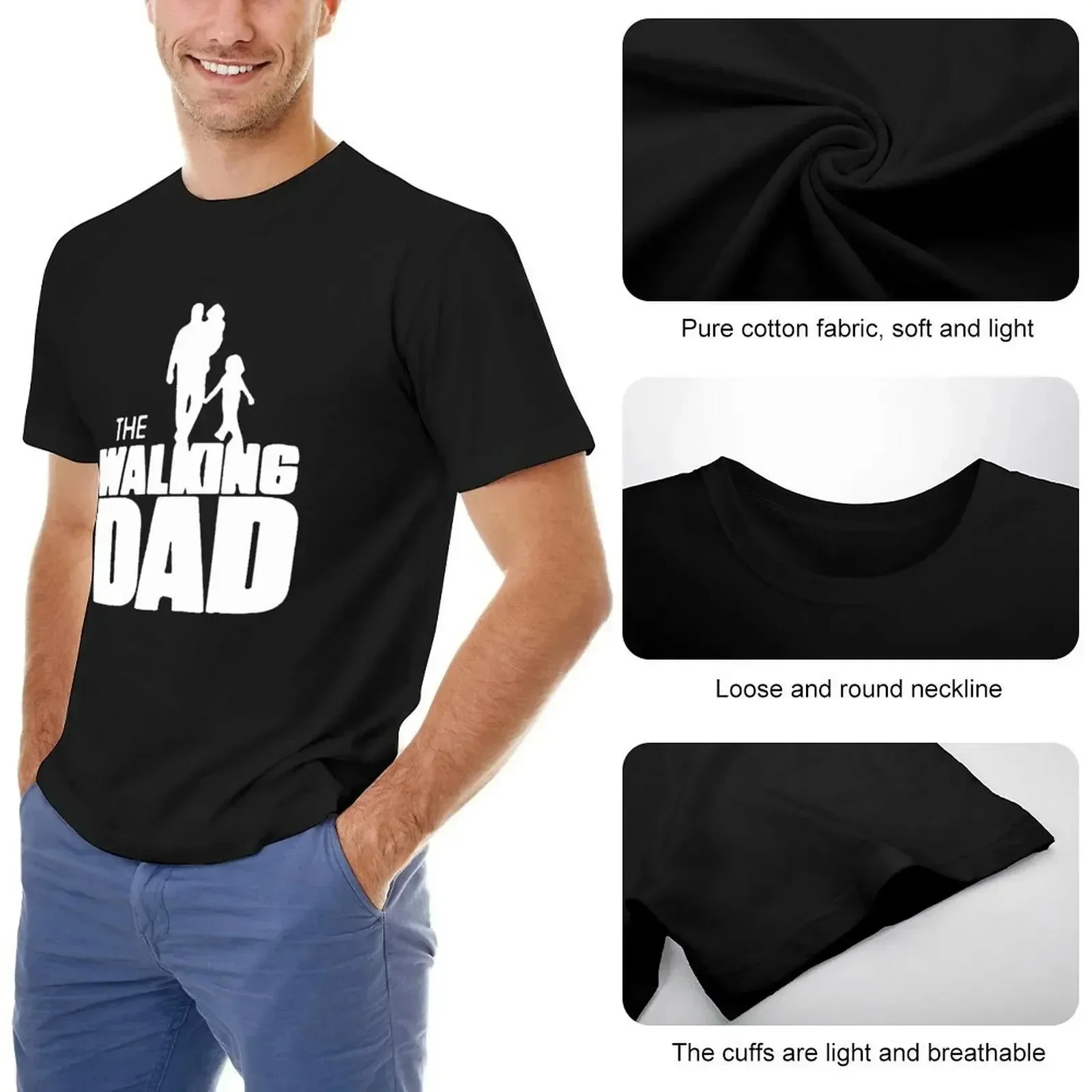 New Father's Day Mens T-shirt for Men Trendy Summer Fashion Funny Dad A Base Print Walking Dad Tops T Shirts