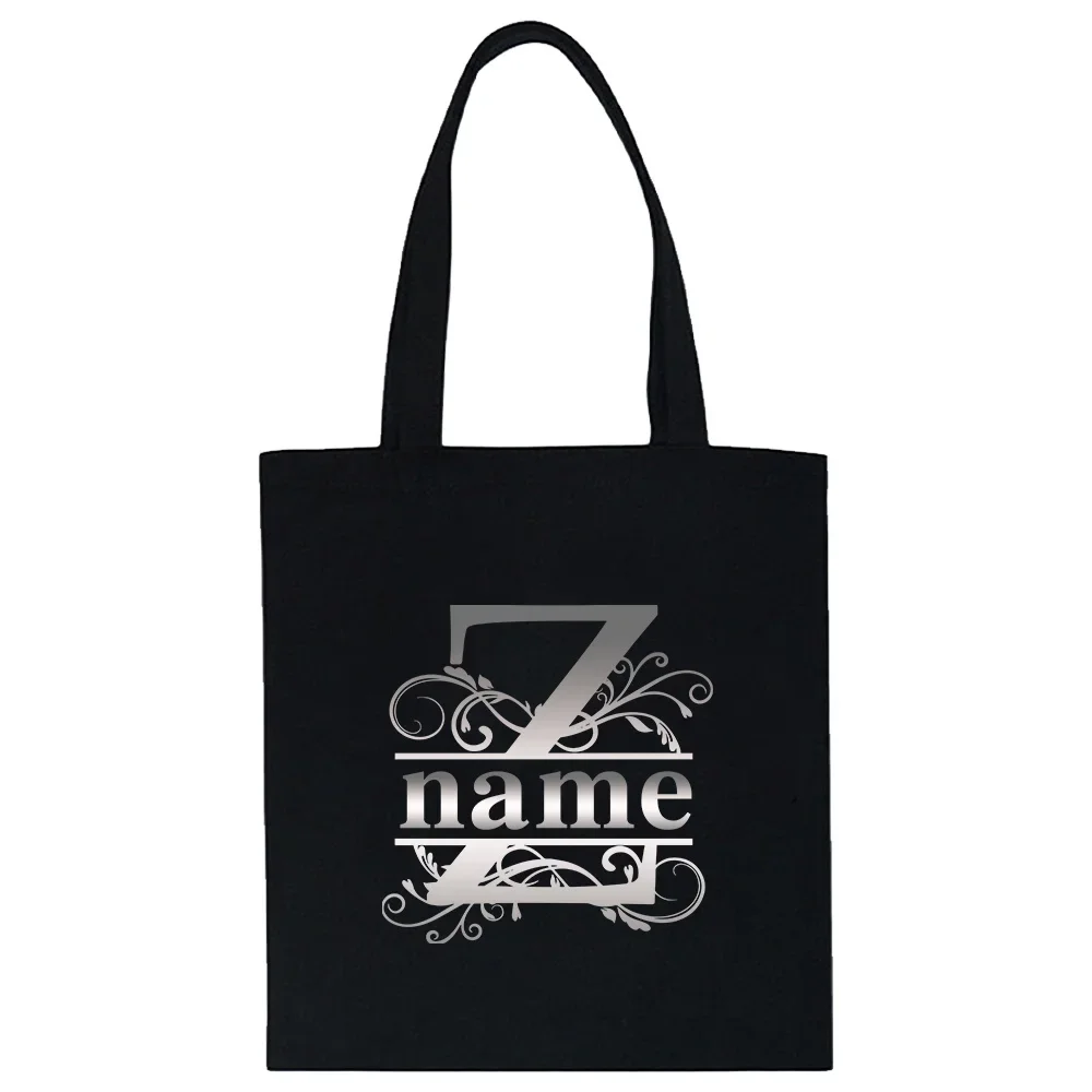 Customized Name Black Shopping Bag Women's Handbag Large Capacity Leisure Commuter Bag Portable Shoulder Bag Customized Product