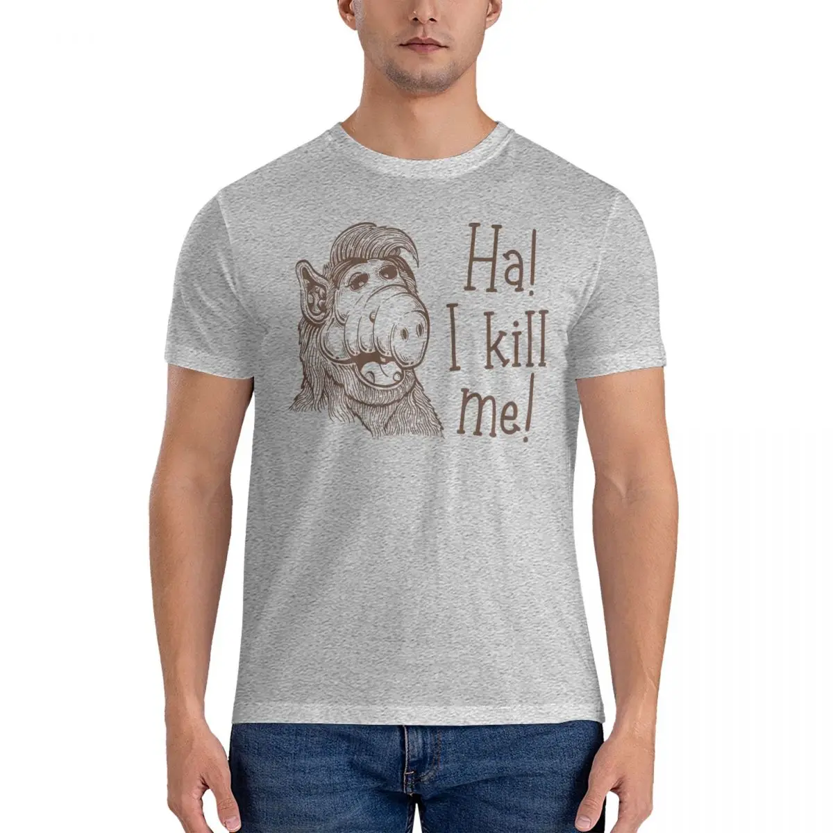 Men's Vintage Ha I Kill Me T Shirts ALF The Animated Series Cotton Clothing Funny Short Sleeve Crewneck Tees Gift Idea T-Shirt