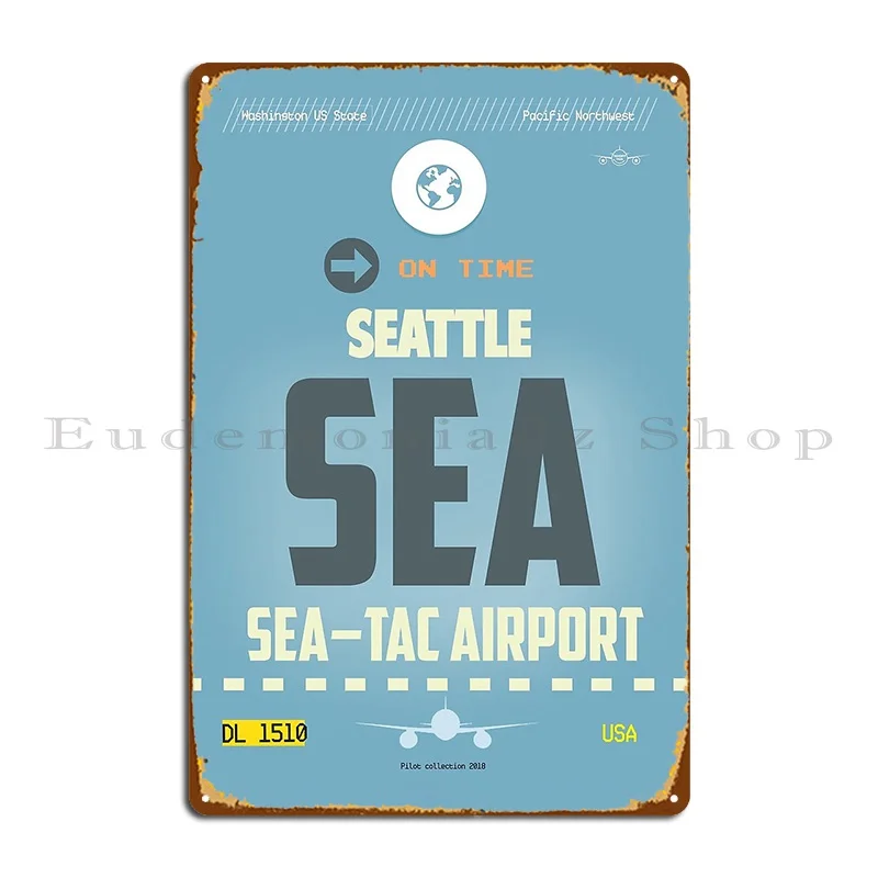 Sea Sea Tac Airport Seattle Metal Sign Club Customize Printing Pub Cinema Tin Sign Poster