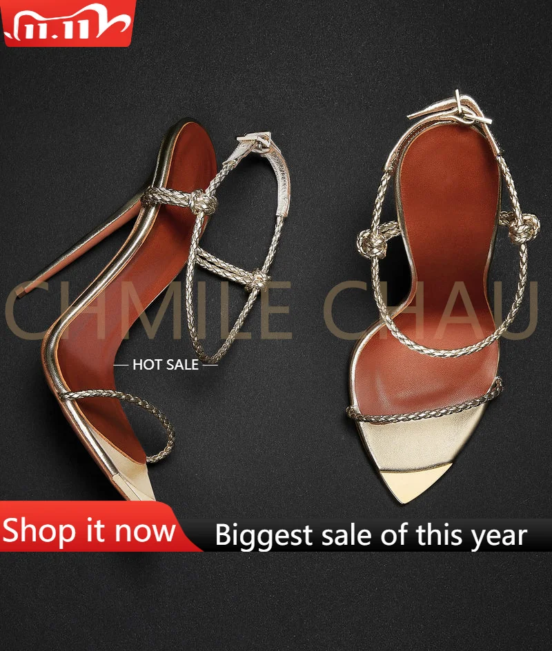 

【Measure your feet length before order】Luxury Women Stiletto High Heels Ankle Strap Sandals Sexy Dress Tacones Mujer 28-CHC-30