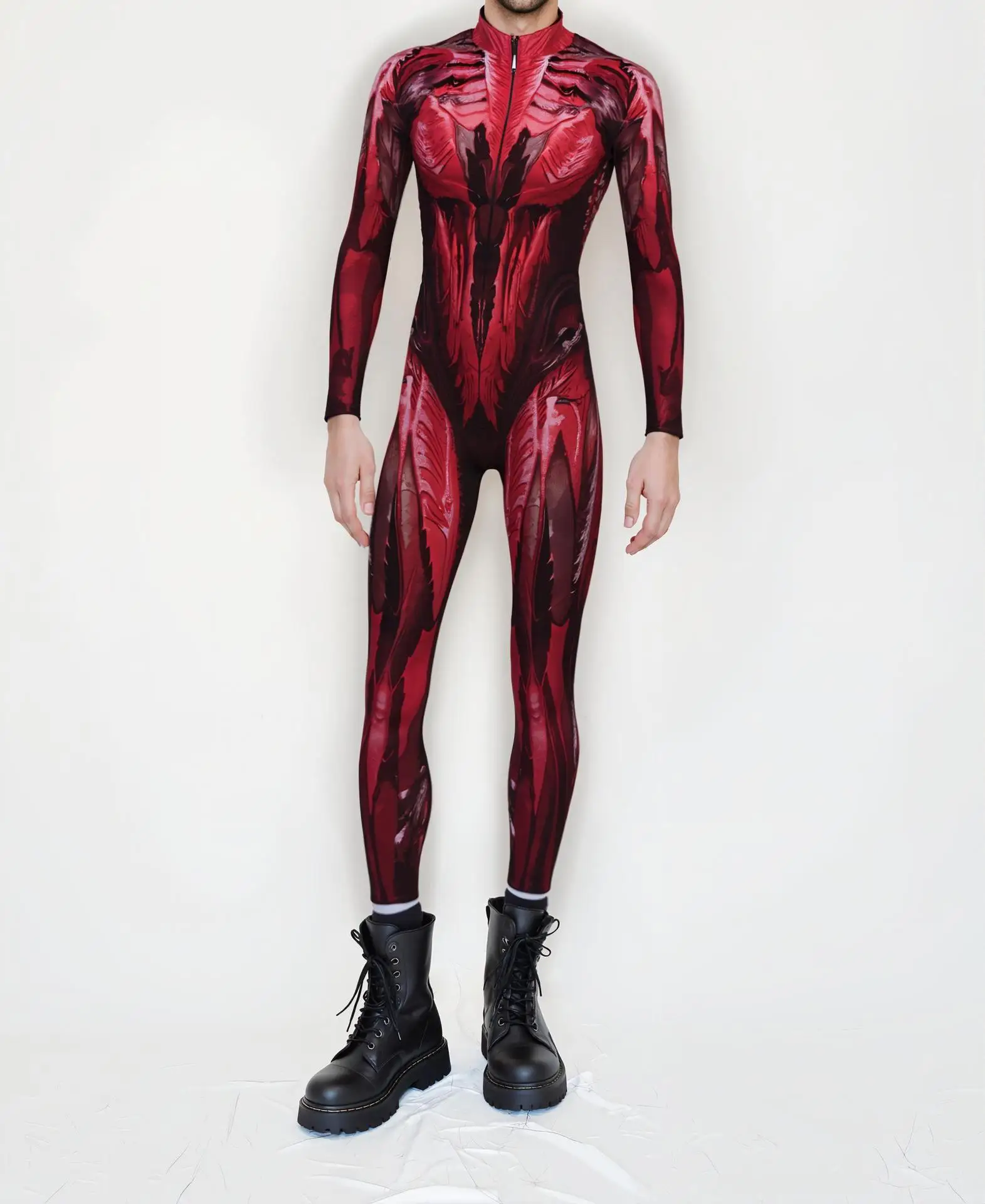 Herren Halloween Punk Jumpsuit 3D Digitaldruck Bodysuit Erwachsenen Zentai Cosplay Karneval Bühnenauftritt Catsuit Radsportkostüm – Detail 9