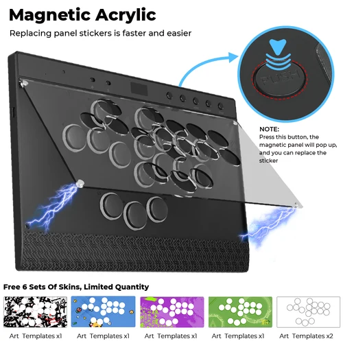 Imagen 2 del producto Controlador sin palanca Haute42-COSMOX C16, acrílico magnético, fácil de cambiar, pegatinas DIY, Joystick Arcade Hitbox para Steam Ps4 Ps5