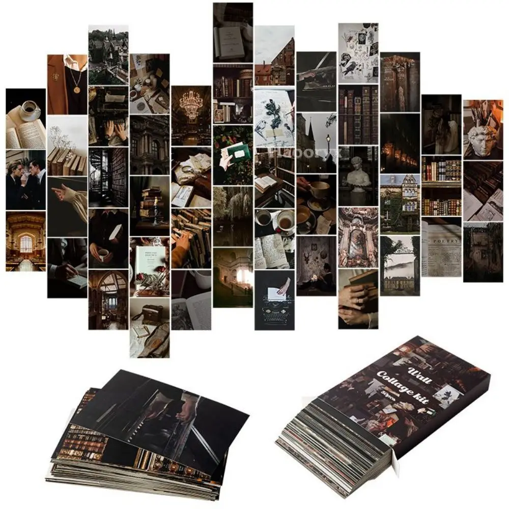 50Pcs Dark Movie Collage Card Set Modern Dark Cardstock Wall Collage Poster Home Decor for Bedroom Dormitory Apartment Studio