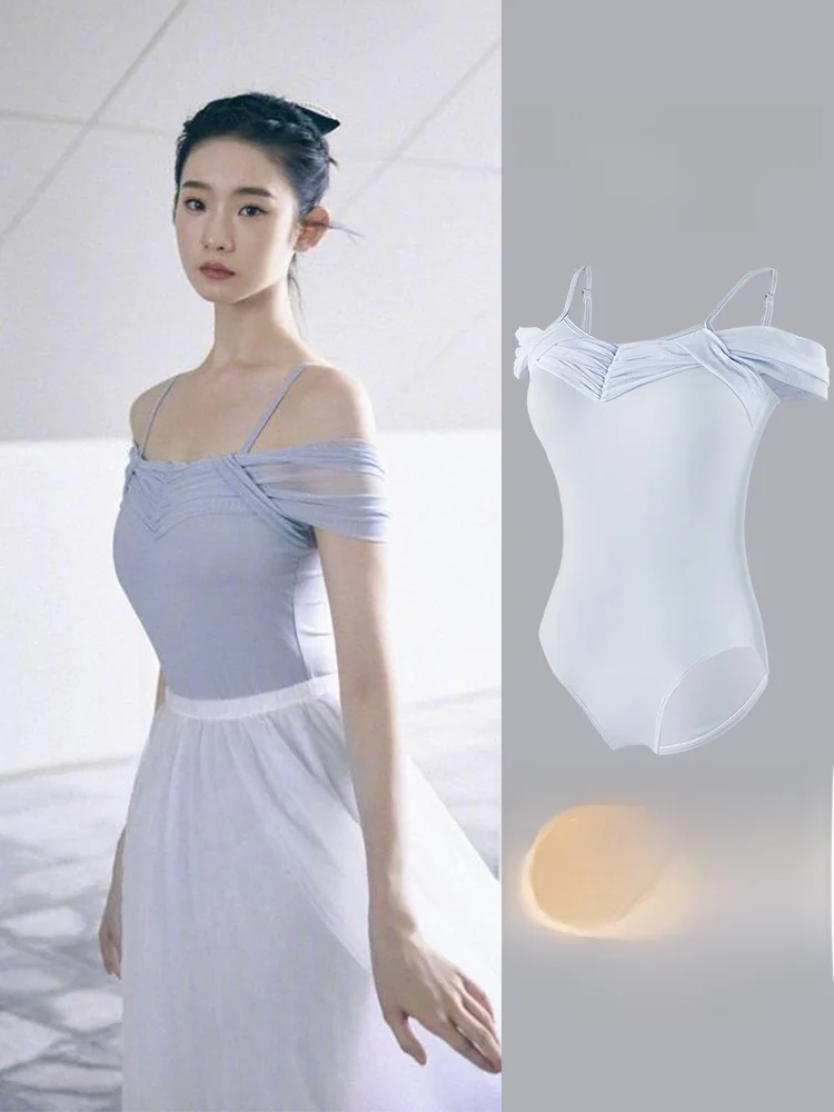 Zhang fan Dance Suit Ballet Dance One-Piece oulder Bared High Waist Women's Sle Art Exam Leotard Adult Fitn Clothing