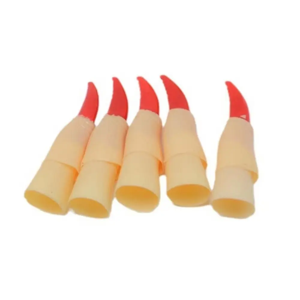 10Pcs/Set Luminous False Nail Covers Plastic Red Black Scary Witch Nails Long Shape Halloween Party Supply Festival Celebration
