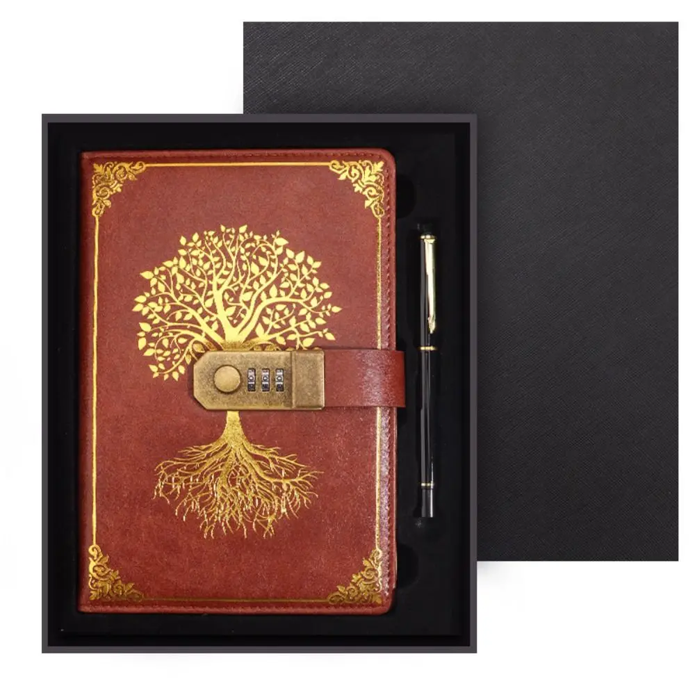 Stationery Password Notebook Diary Book Protecting Secrets A5 Notebook with Lock Retro 200 Pages Travelers Journal Student
