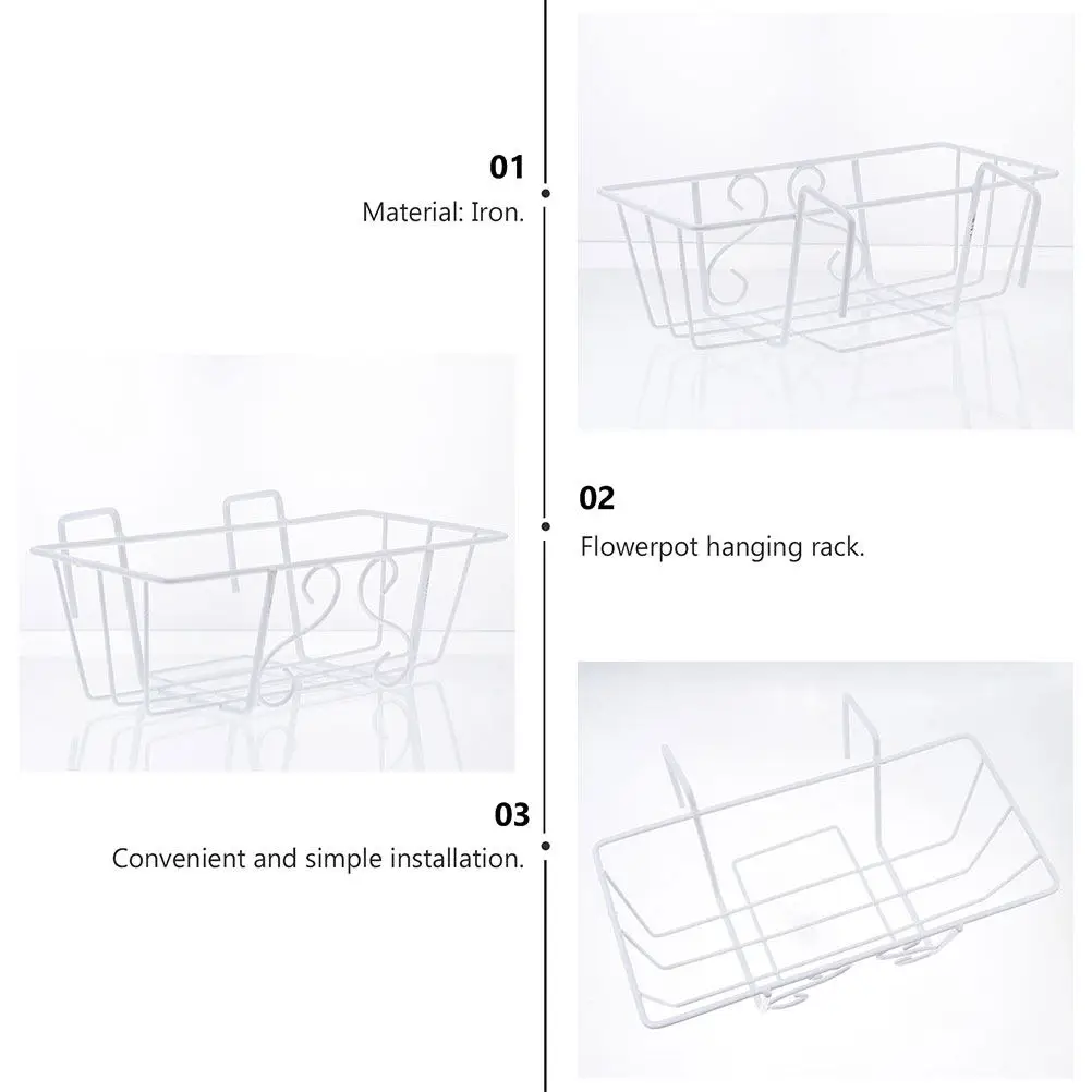 2Pcs Balcony Hanging Flowerpot Rack Sturdy Iron Plant Holder for Patio Garden Fence Decor Hanging Planter Baskets Outdoor Use view 6