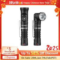 Wurkkos HD11 90° Folding 18650 LED Flashlight Red Light Max 1800LM IP68 with Magnetic Tail USB C Rechargeable EDC Torch Hiking