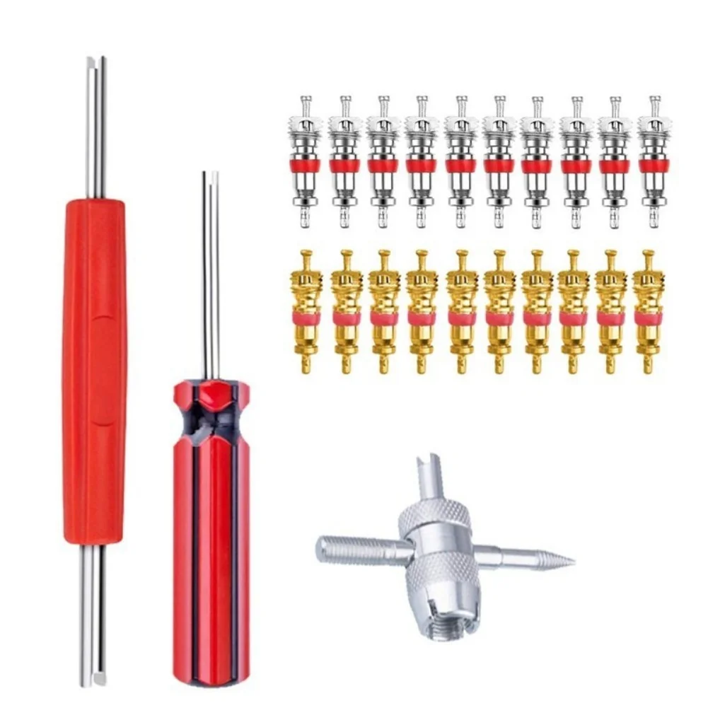 Valve Screwdriver Valve Core Remover Plastic Handle Electroplated Iron Rod Compact Portable Red Garage Repairs