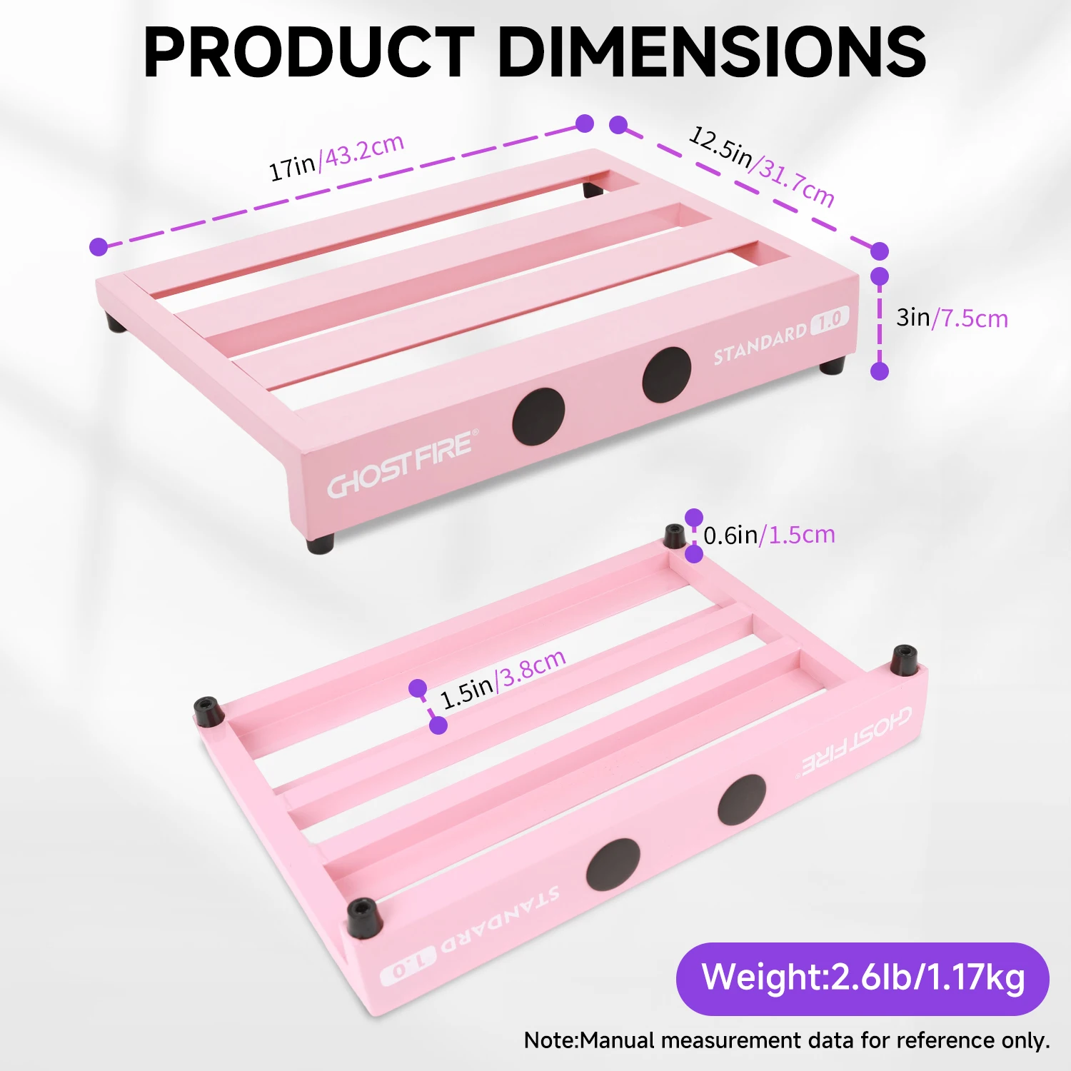 Ghost Fire V Series Pink color Guitar Effector Board Stand Aluminum Alloy Effect Pedalboard Guitar Pedal Board