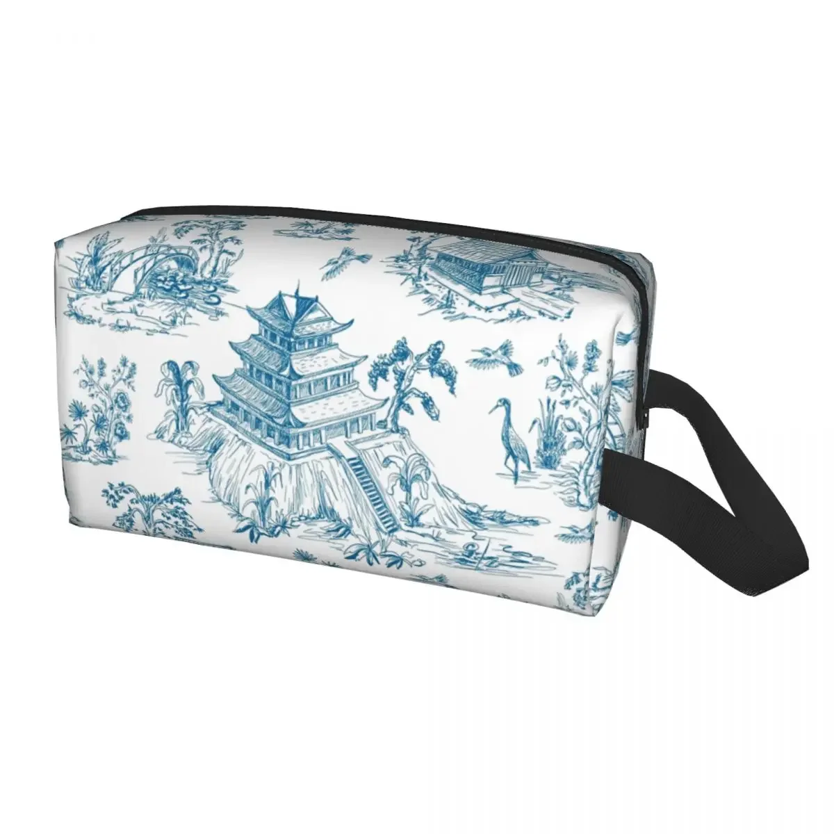 Cute Powder Blue French Toile Picnic Designs borsa da toilette da viaggio per le donne borsa per il trucco cosmetico Beauty Storage Dopp Kit