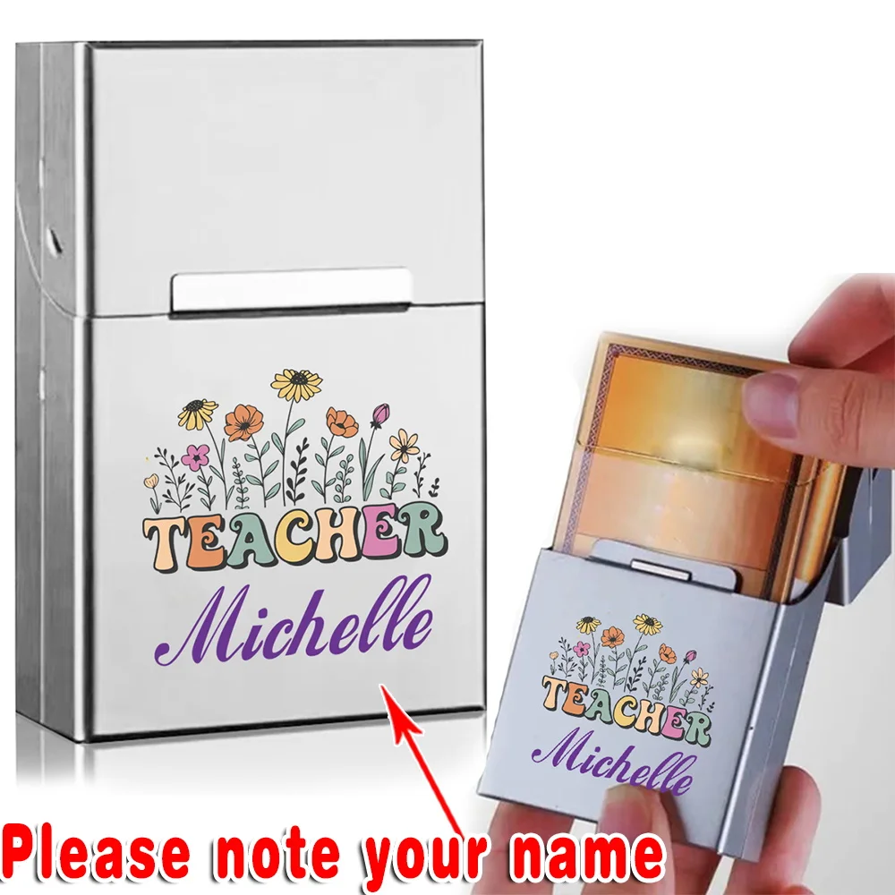 

Customized Name Sturdy Cigarette Case Metal Tobacco Pack Holder Aluminum Pocket Cigar Organizer Box Outdoors Smoking Accessory