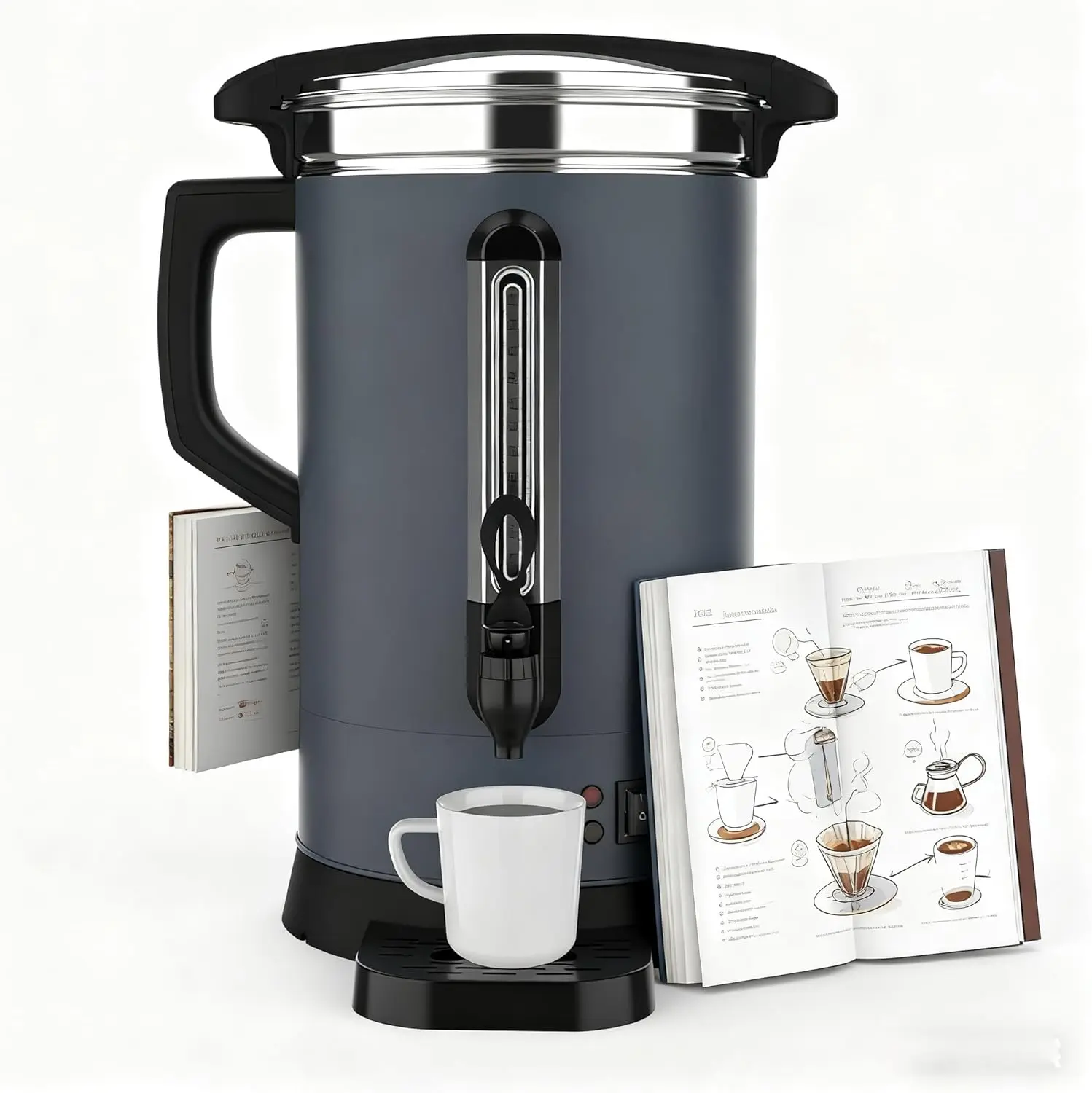 

Коммерческая кофейная урна на 120 чашек, диспенсер для горячих напитков из нержавеющей стали 18 л с автоматическим контролем температуры и краном