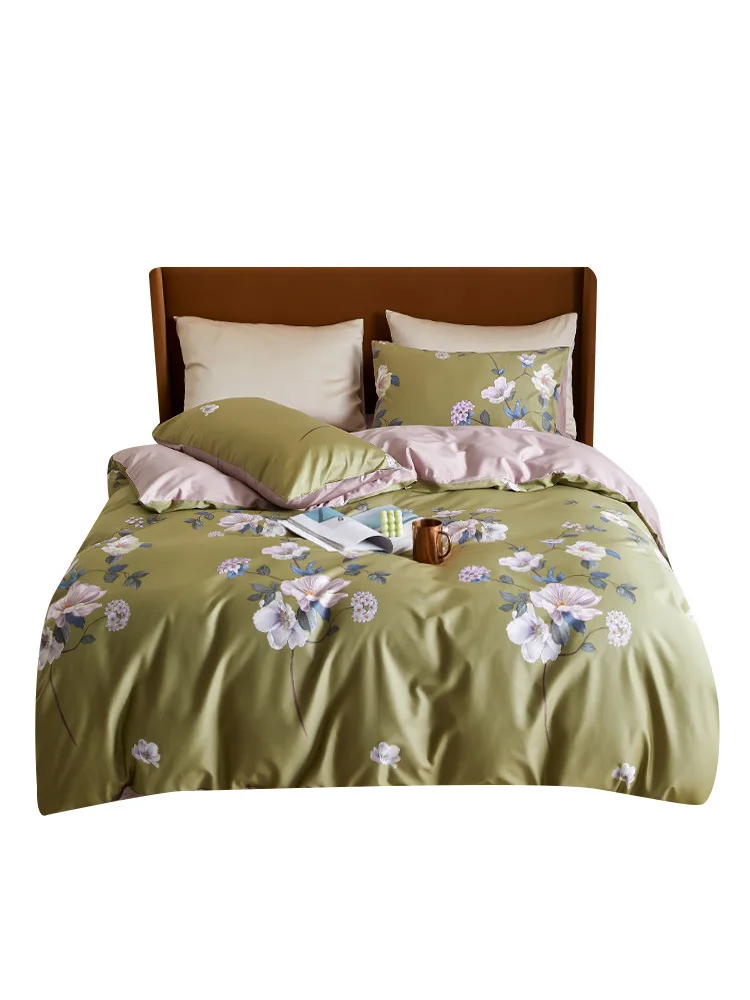 Pastoral printing 60 long-staple cotton four-piece cotton pure cotton spring and summer double quilt cover light luxury