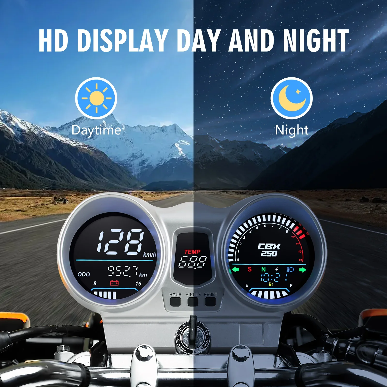 New Motorcycle Digital Speedometer Dash for 37100-KPF-961 For Honda CBX250 CBF250 Twister 2001-2008 Electronics Thermometer LED image 6