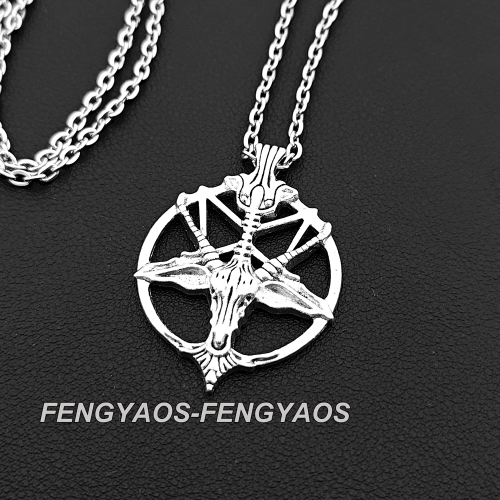 Vintage Charm Women Men Pentagram Pan God Skull Goat Head Pendant Chain Necklaces 2024 New Fashion Jewelry