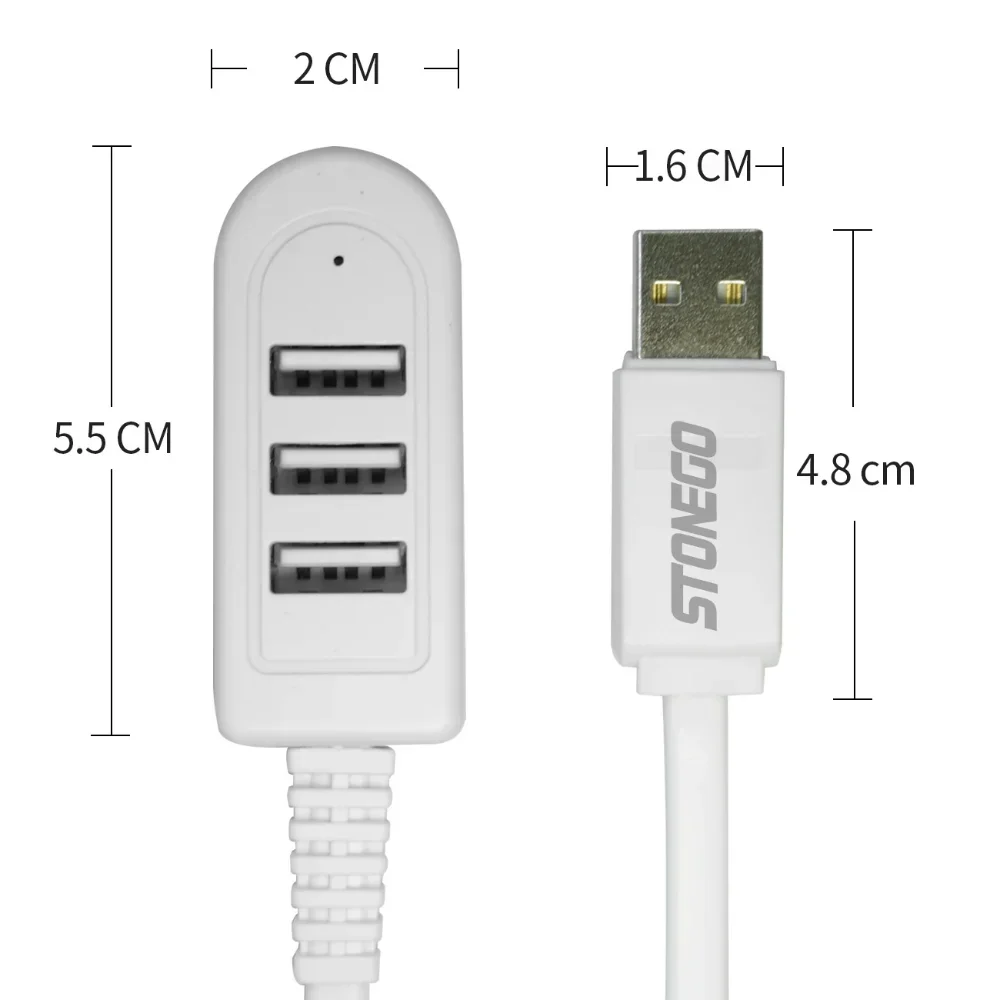 30cm/120cm 3-Port USB Hub with Built-in Cable Portable Data Hub Extender Cord Charging Power Port for Charge Devices