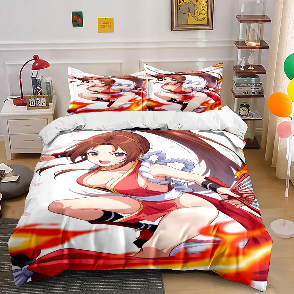 Red warrior wielding fan gracefully Print Bedding Set 1 Duvet Cover 2 Pillowcases for Adult and Children Luxury Gift Full Size