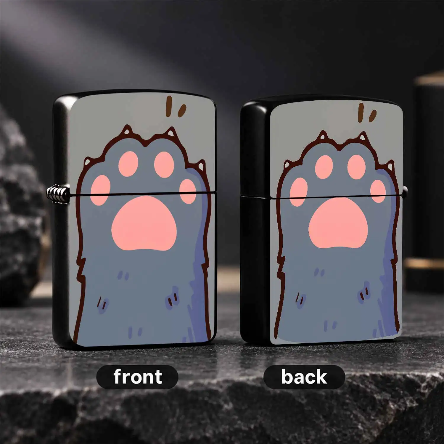 Cute Gray Blue Cat Paw Lighter Adorable Pink Paw Pad Cartoon Design Portable Daily Use Item Creative Lovely Compact Accessory For All Scenarios Nice Present For Friends Trendy Daily Carry Delicate Fun Handheld Gadget Wi A Humorous And Inter