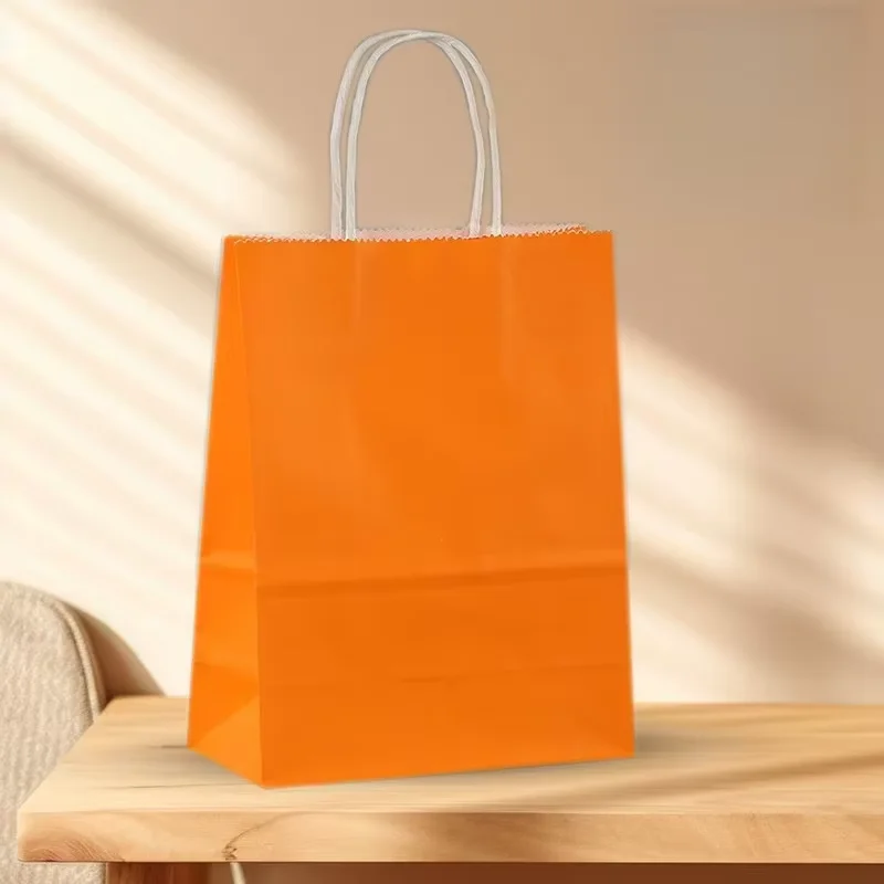 20 Stück anpassbare Logo-Kraftpapiertüten mit Griffen, Geschenkverpackungsbeutel für Geschäft, Kleidung, Hochzeit, Weihnachten, Lieferungen, Handtaschen – Detail 15