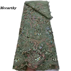 African Lace Fabric French Net Luxury Sequins Fabric 2023 High Quality Sewing Embroidered Lace Tulle Nigerian Lace Fabric 5Yards